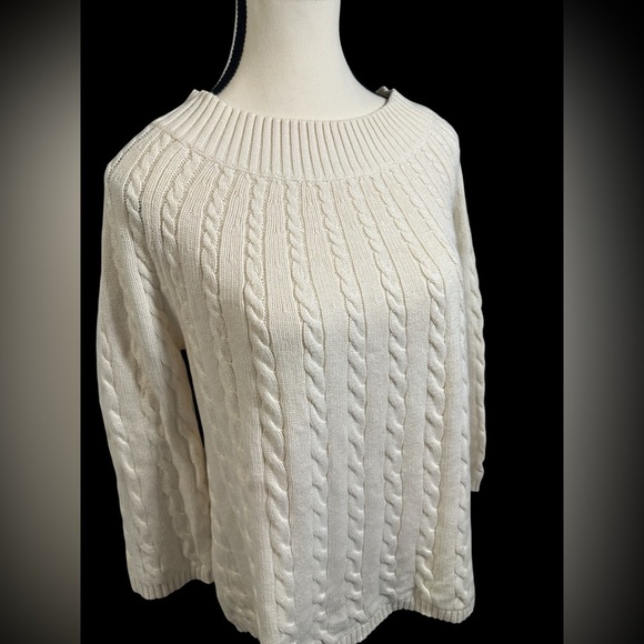 Talbots Cream Cable Knit Sweater - Picture 2 of 6